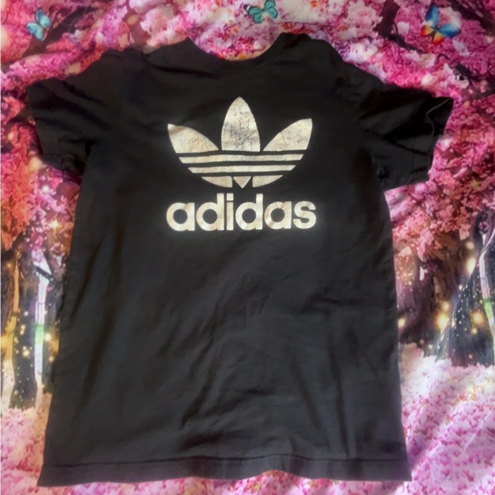 Adidas Black Graphic Y2K T-Shirt